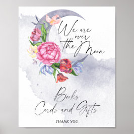 Poster Sobre a Lua Flores Chás de fraldas Livros, Cartões