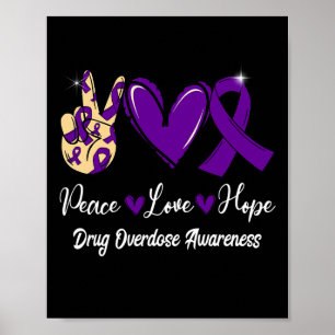Poster Sobredosagem de drogas Sensibilização Paz Amor Esp