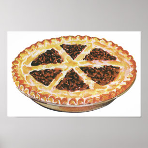 Pôster Sobremesa Comida Antiga, Torta de Pecã Fresca Assa