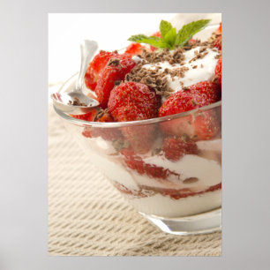 Pôster Sobremesa da morango com Yogurt fresco