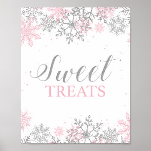 Poster Sobremesas Doces de Inverno Onederland Rosa Prata