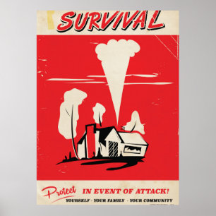 Pôster Sobrevivência - Cartaz de segurança atômico vintag