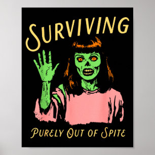 Poster Sobrevivendo Puramente Com O Ste Retro Zombie Hall