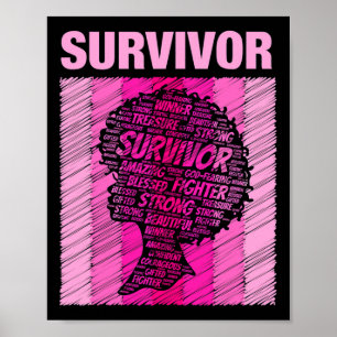 Poster Sobrevivente afro-americana sobrevivente de câncer