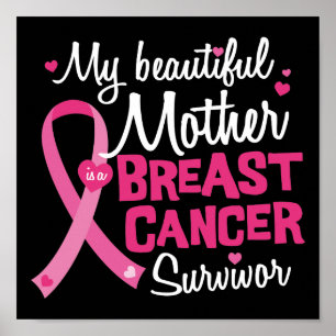 Poster Sobrevivente bonito do cancro da mama da mãe da