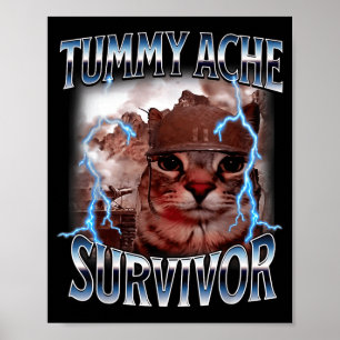 Poster Sobrevivente de dor de barriga meme de gato engraç