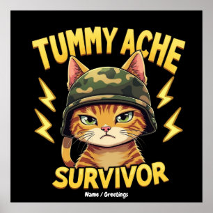 Poster Sobrevivente de Dor de Barriga Meme de Gato Engraç