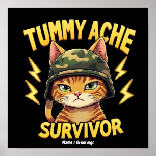 Poster Sobrevivente de Dor de Barriga Meme de Gato Engraç