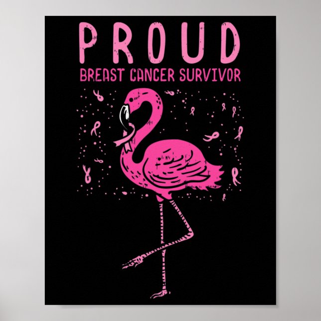 Poster Sobrevivente Flamingo Pink Cancer de Consciência (Frente)