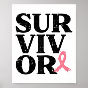 Poster Sobrevivente Pink Ribbon Warrior Cancer Awarene