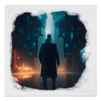 Pôster Sobrevivente solitário em uma cidade apocalíptica