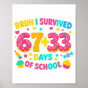 Poster Sobrevivi a 67 + 33 Dias De Escola Gotejamento de