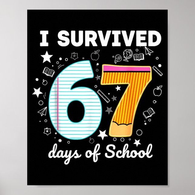 Poster Sobrevivi a 67 Dias De Escola Piada Engraçada Prof (Frente)