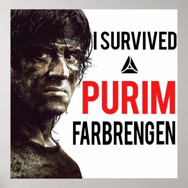 Poster Sobrevivi a Purim Farbrengen (Frente)
