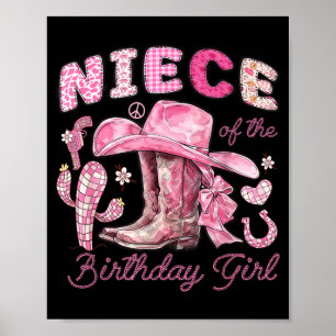 Poster Sobrinha do Cow-Girl Rodeio de Aniversário Vaqueir