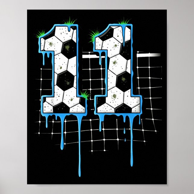 Poster Soccer 11 Year Old Ice Cream Drip Youth 11th Birth (Frente)