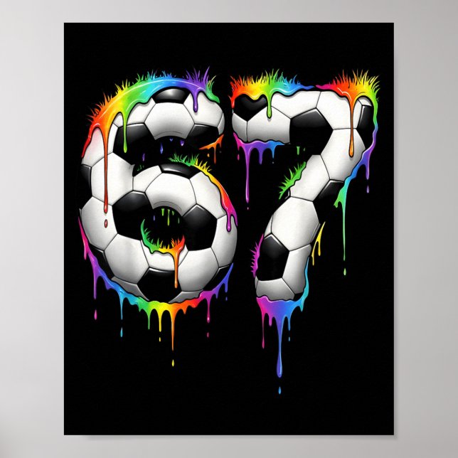 Poster Soccer 67 Six Seven Funny Gen Alpha Meme Rainbow D (Frente)