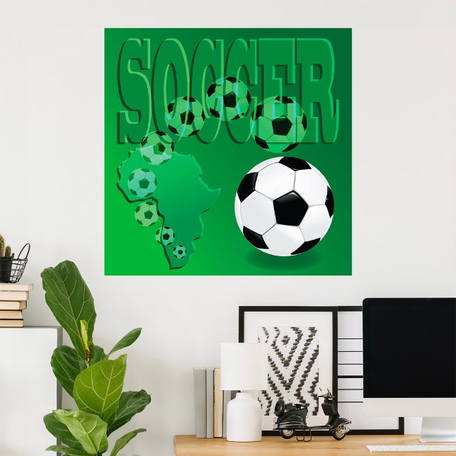 Poster Soccer Africa Bold Green Football (Criador carregado)