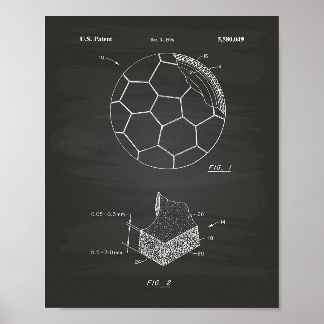 Poster Soccer Ball 1996 Patent Art - Chalkboard (Frente)