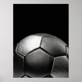 Poster Soccer Ball Dark Dramatic Close Up