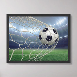 Poster Soccer Ball Goal Net Stadium Lights