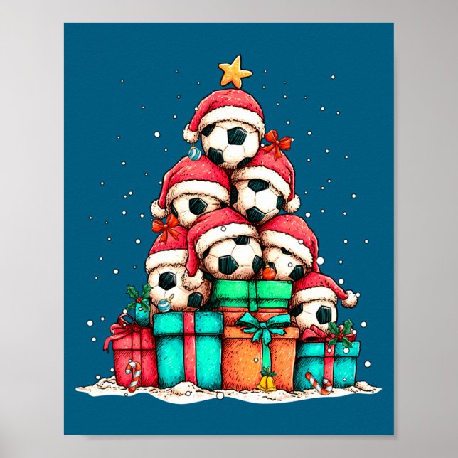 Poster Soccer Ball Player Le Christmas Tree Xmas Long Sle (Frente)