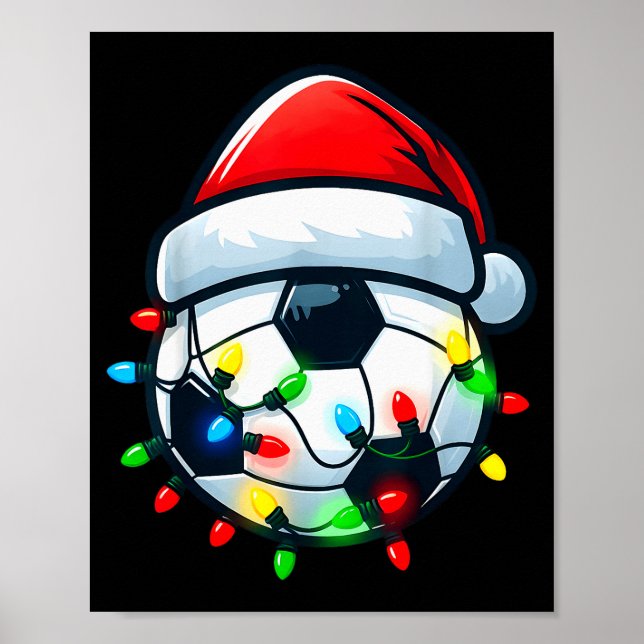 Poster Soccer Ball Santa Hat Xmas Pajamas Players Toddler (Frente)