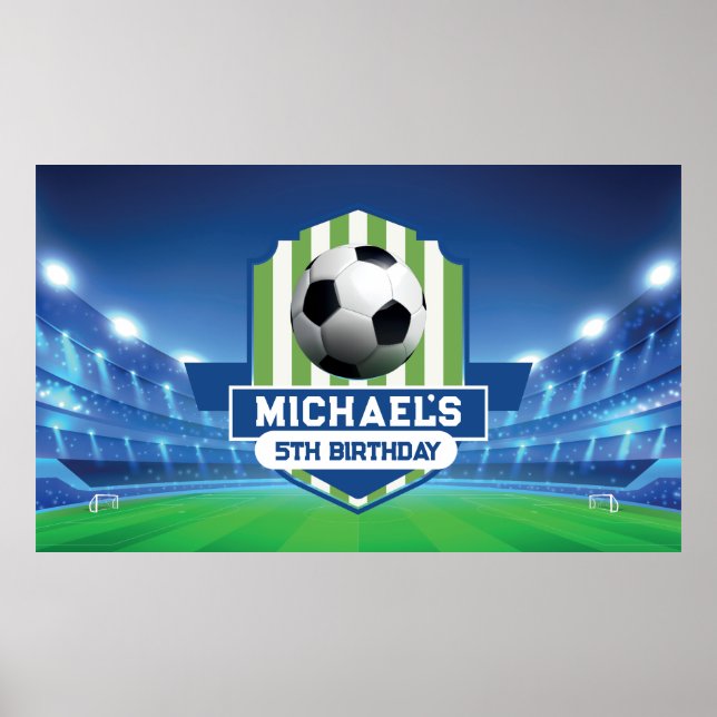 Poster Soccer Birthday banner backdrop  (Frente)