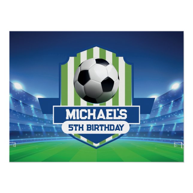Pôster Soccer Birthday banner backdrop  (Frente)