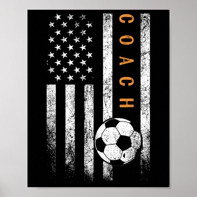 Poster Soccer Coach American Flag Design Soccer Trainer C (Frente)