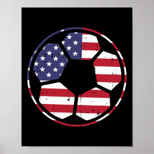 Poster Soccer Da Bandeira Dos Eua Ll Vintage Pegada Em 4