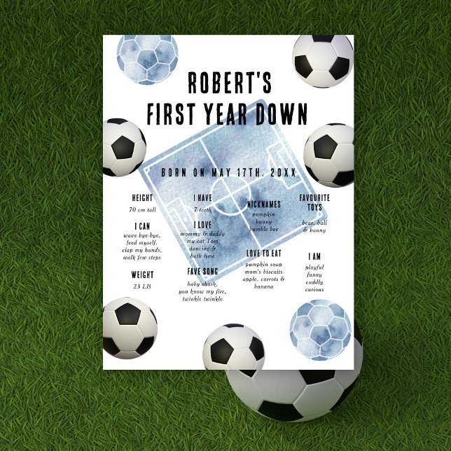 Poster Soccer First Birthday Milestone Birthday (Criador carregado)