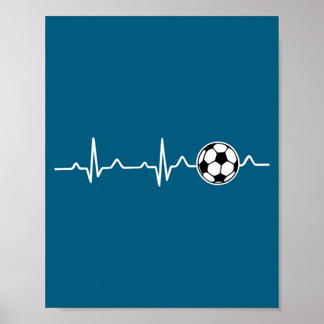 Poster Soccer Heartbeat Football Tee Men,women Lover Foot (Frente)