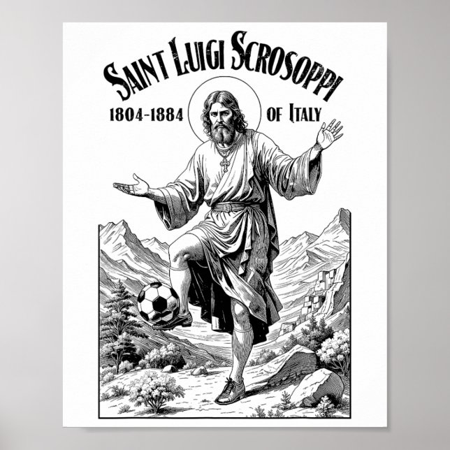 Poster Soccer Player Patron Saint Luigi Scrosoppi Funny F (Frente)