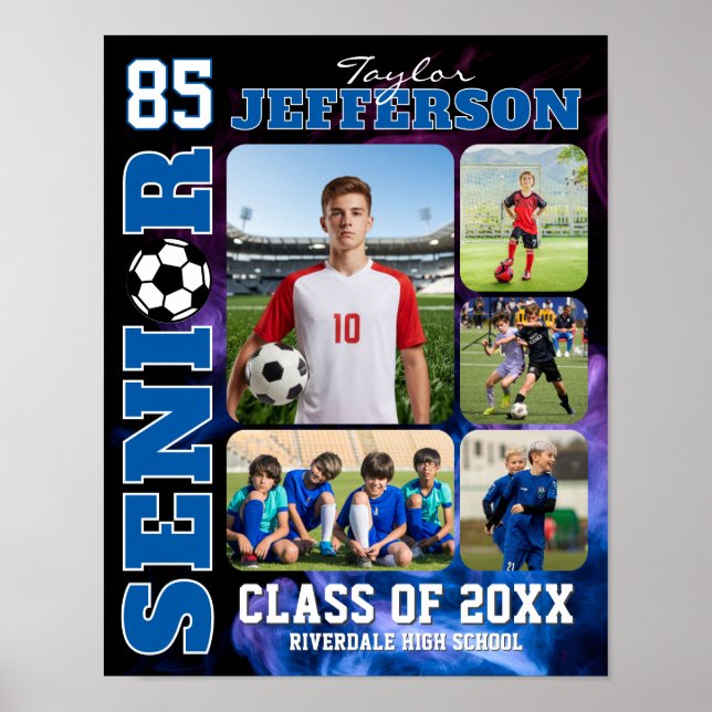 Poster Soccer Player Sports Senior Night Photo Collage (Frente)