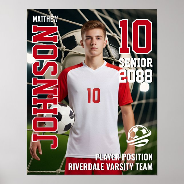 Poster Soccer Player Team Photo Custom Sports Senior (Frente)