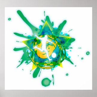 Poster soccer star splatter