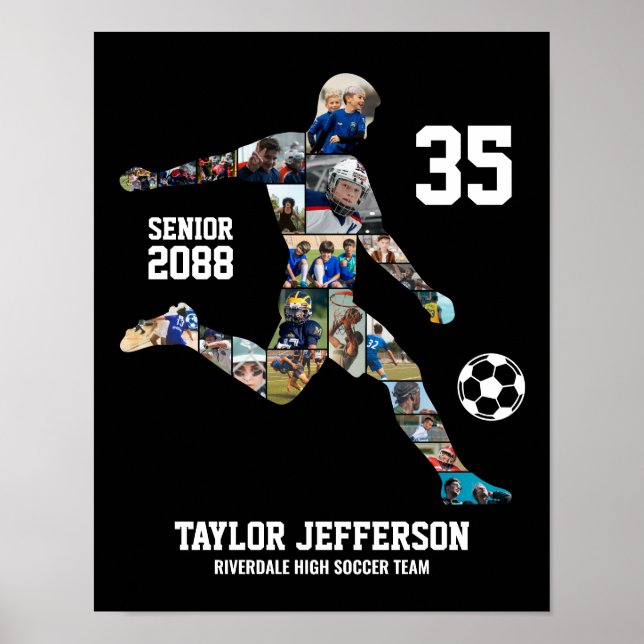 Poster Soccer Team Sports Custom Photo Collage Senior (Frente)