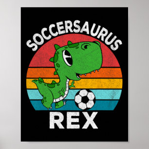 Poster Soccersaurus Rex Dinossauro Futebol Para Meninos C