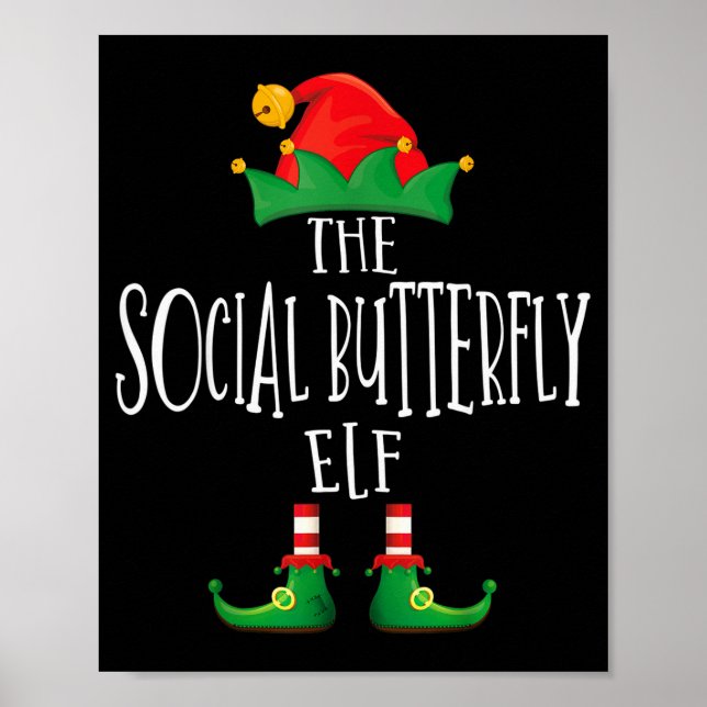Poster Social Butterfly Elf Shirt Family Matching Group C (Frente)