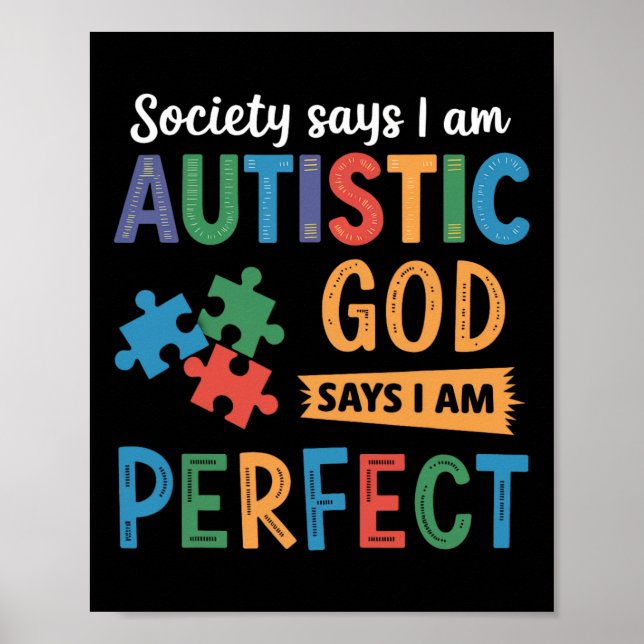 Poster Sociedade diz que sou autista Autismo Consciência  (Frente)