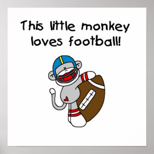 Poster Sock Monkey ama Camisetas de futebol e presentes