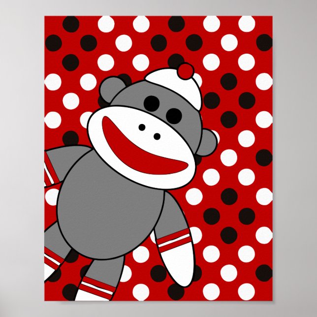 Pôster Sock Monkey Nursery Wall Art (Frente)