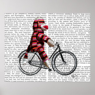 Pôster Sock Monkey on Bicycle