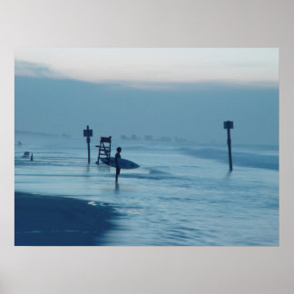 Pôster Sofer solitário Dusk Ponce Inlet FL Beach Tide Pos