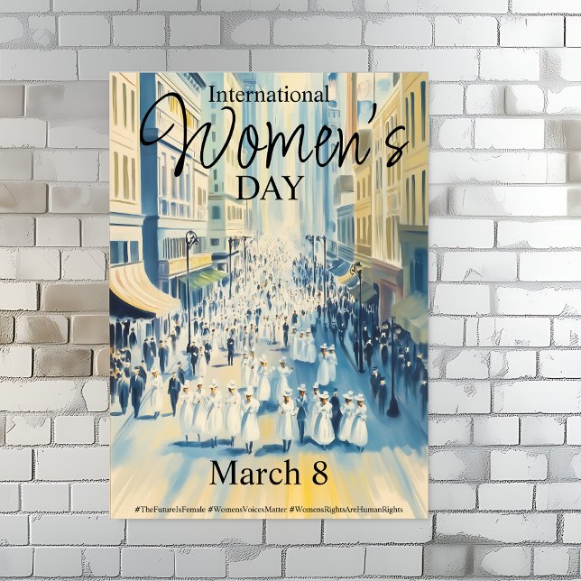 Poster Sofergette internacional do Dia da Mulher (International Women's Day Vintage Suffergette Poster. March 8.)