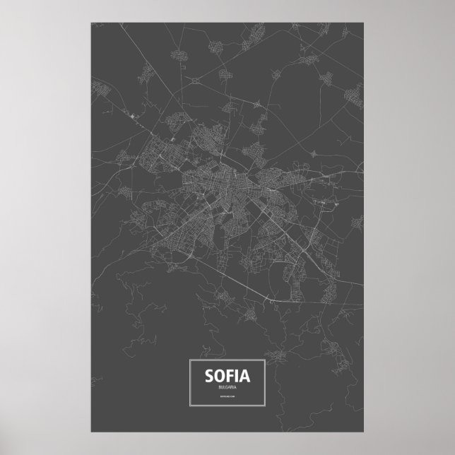 Poster Sofia, Bulgária (branco a preto) (Frente)