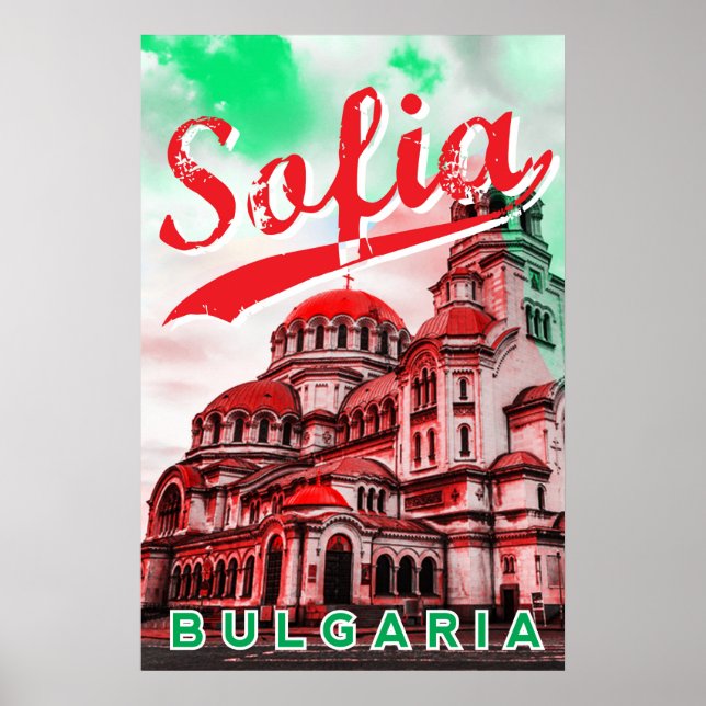 Poster Sófia, Bulgária, cartaz antigo (Frente)