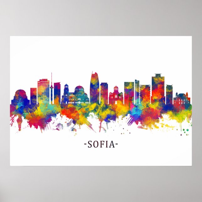 Poster Sofia Bulgária Skyline (Frente)