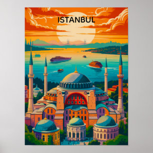 Poster Sofia Hagia Colorida Viagem Vintage Istambul